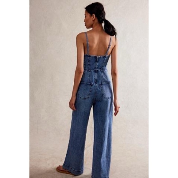 NWT Free People We The Free CRVY Femme Fatale One Piece Jumpsuit Denim Jean 10 - Picture 14 of 15